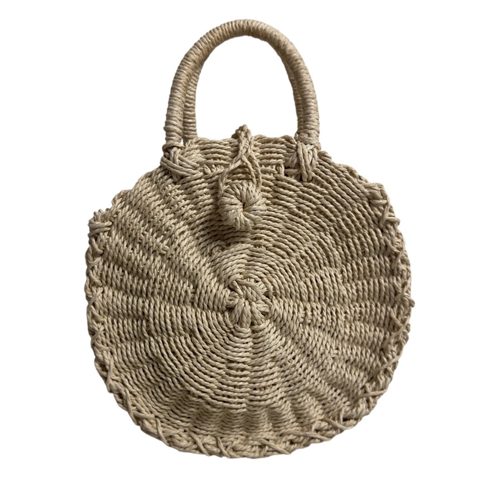 Buji Baja by Hat Attack Mini Cooper Round Straw Bag Natural (Missing Strap) - Picture 7 of 12